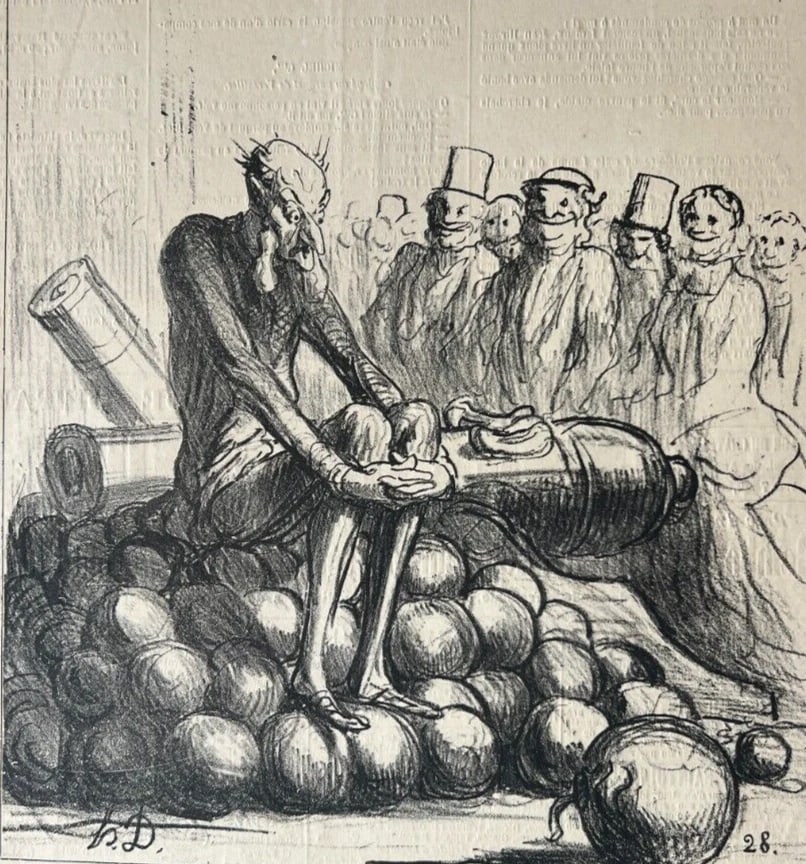 Antique Print 19th century Caricature, Daumier, Inventeur 1867 (1 of 8)