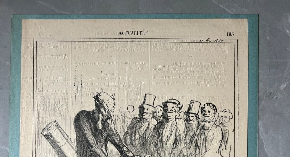 Antique Print 19th century Caricature, Daumier, Inventeur 1867 - 3