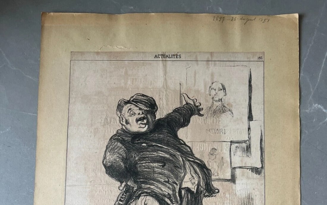 1851 Caricature Daumier - Bonapartiste Converti - Antique Print 19th century - 3