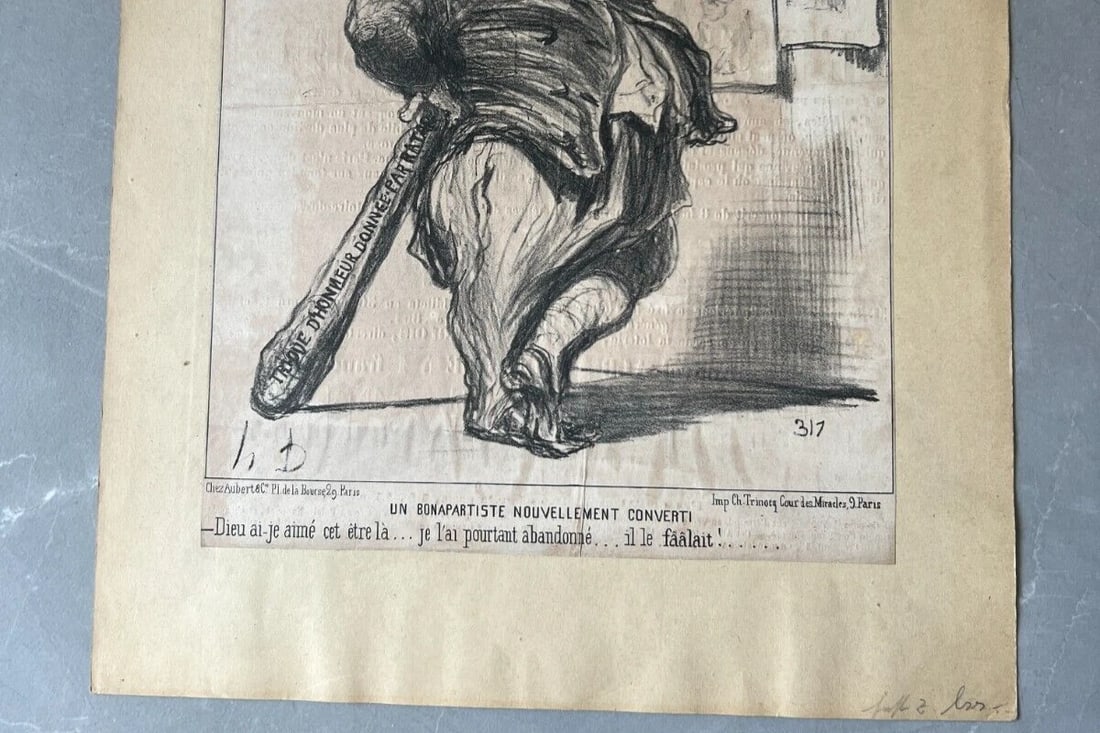 1851 Caricature Daumier - Bonapartiste Converti - Antique Print 19th century - 4