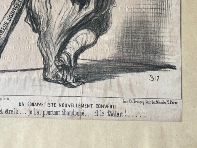1851 Caricature Daumier - Bonapartiste Converti - Antique Print 19th century - 6
