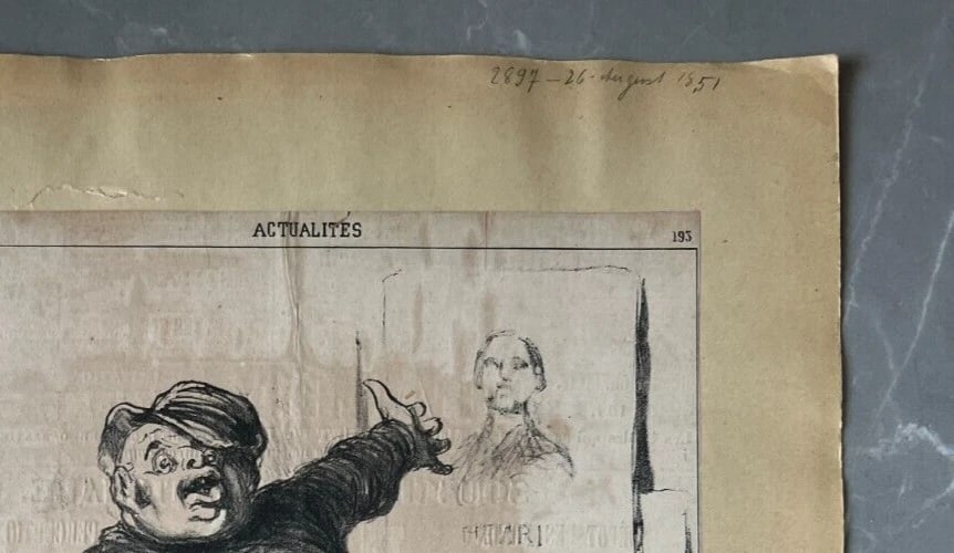 1851 Caricature Daumier - Bonapartiste Converti - Antique Print 19th century - 7