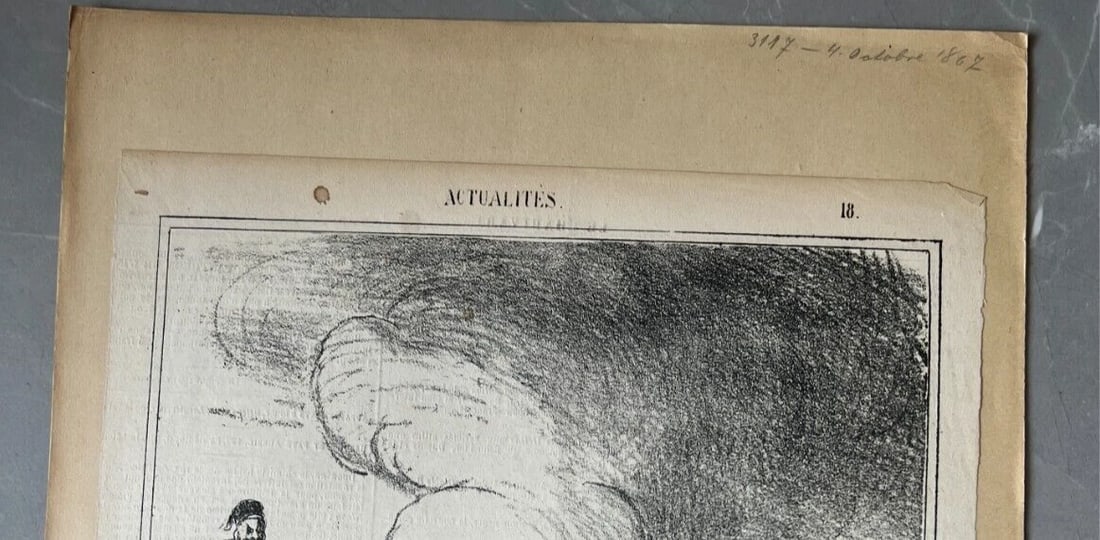 19th century Caricature, Daumier, Attitude en Partie Double 1867 -Antique Print - 3