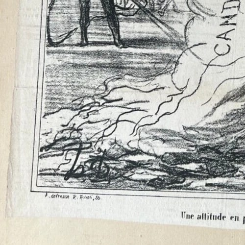 19th century Caricature, Daumier, Attitude en Partie Double 1867 -Antique Print - 6