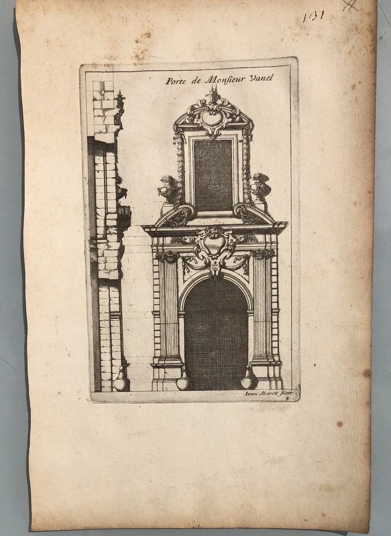 Antique Original Etching Jean MAROT Mariette Doors x7 Etchings - 3