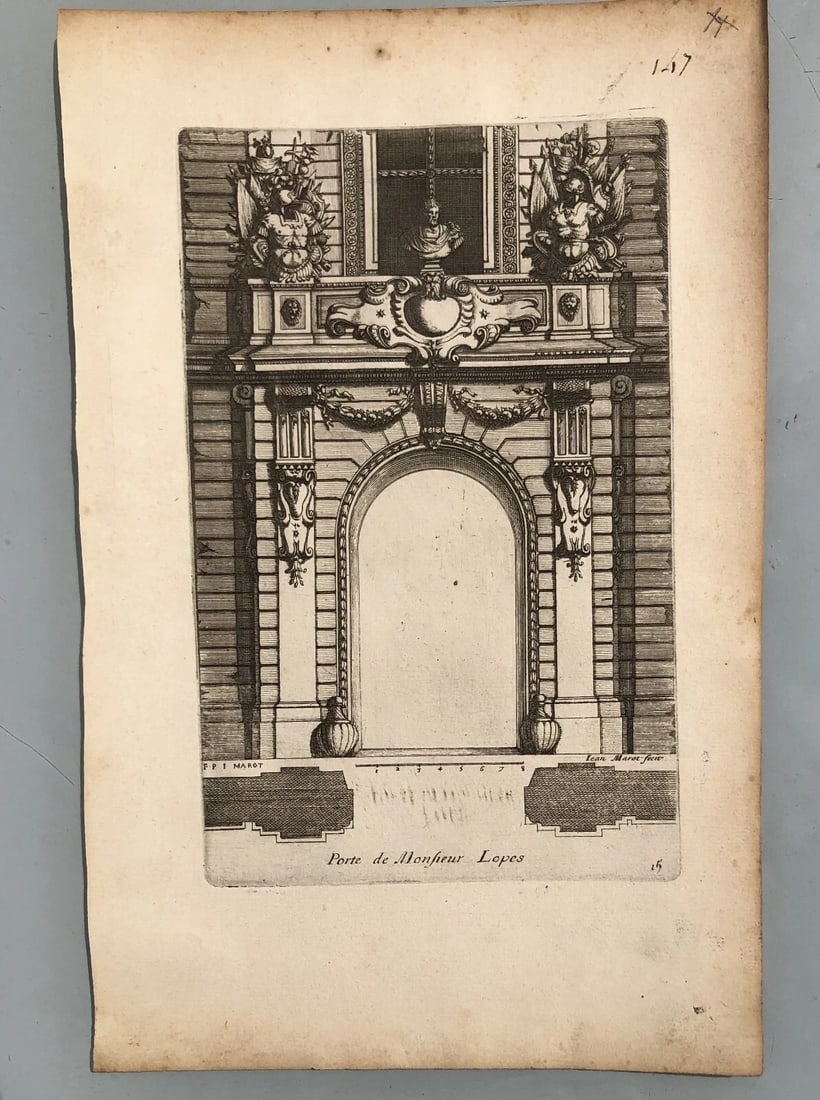 Antique Original Etching Jean MAROT Mariette Doors x7 Etchings - 8