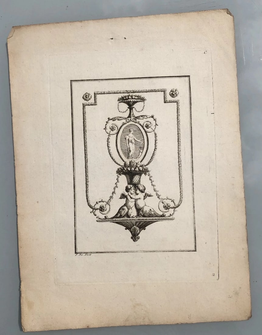 Antique Original Etching François BOUCHER (1703-1770) x3 Arabesques, Fountains - 4