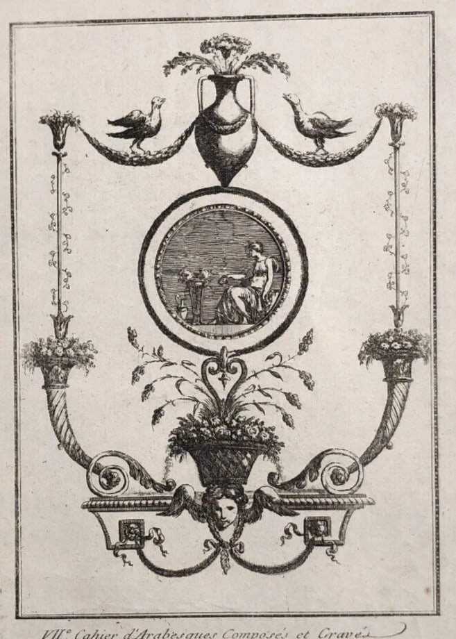 Antique Original Etching François BOUCHER (1703-1770) x3 Arabesques, Fountains - 5