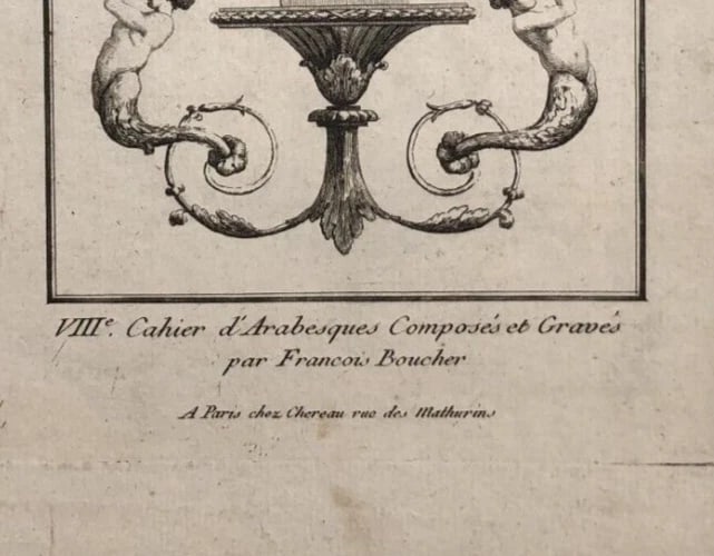 Antique Original Etching François BOUCHER (1703-1770) x3 Arabesques, Fountains - 7