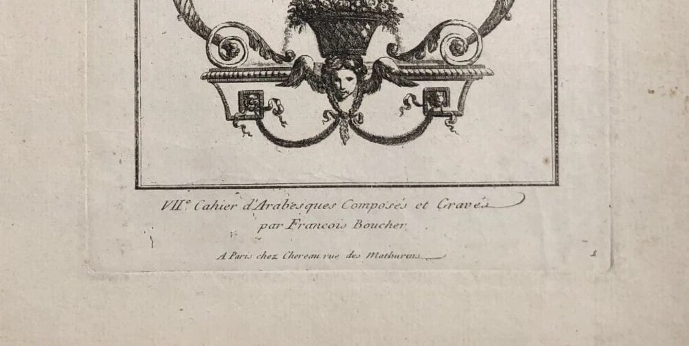 Antique Original Etching François BOUCHER (1703-1770) x3 Arabesques, Fountains - 8