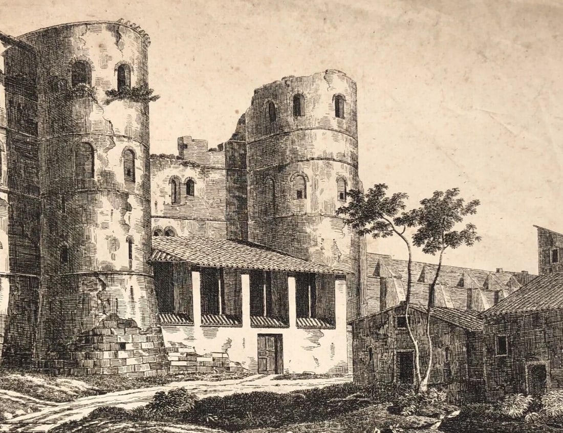 1832 Porta Asinaria, Ricciardelli Luigi - Antique Original Etching: Title: 1832 Porta Asinaria, Ricciardelli Luigi - Antique Original Etching Description: Engraving on paper 23.5 x 30.5 cm / 9.25 x 12 inches stains, stick to a paper Reserve: $50.00 Shipping: Domestic: