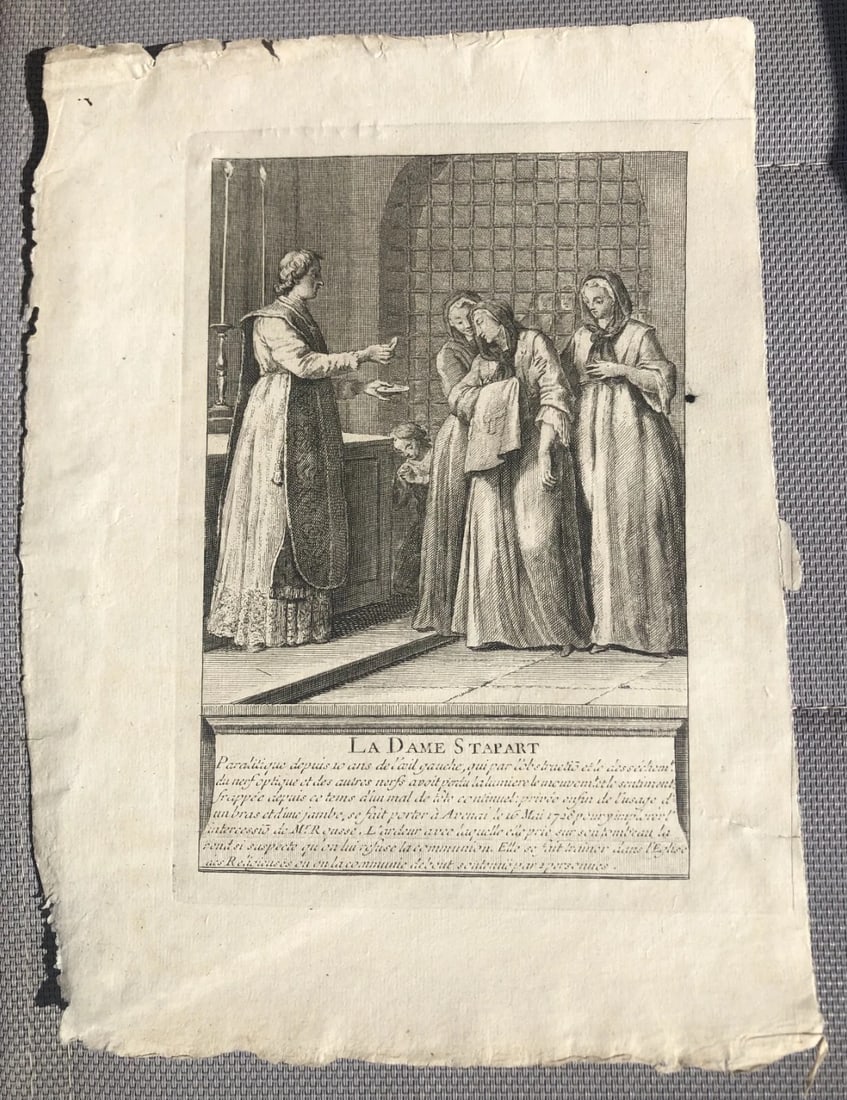Louis DUMONT DE MONTIGNY (XVIII) - Convulsionnaire - Antique Etching Original - 8