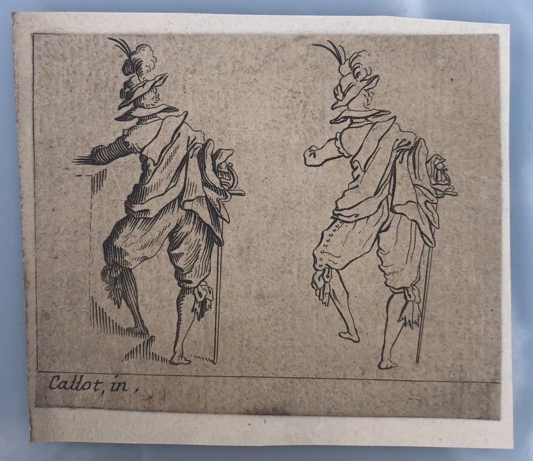 Antique Etching Original Jacques CALLOT (1592-1635) Men Portrait - 2