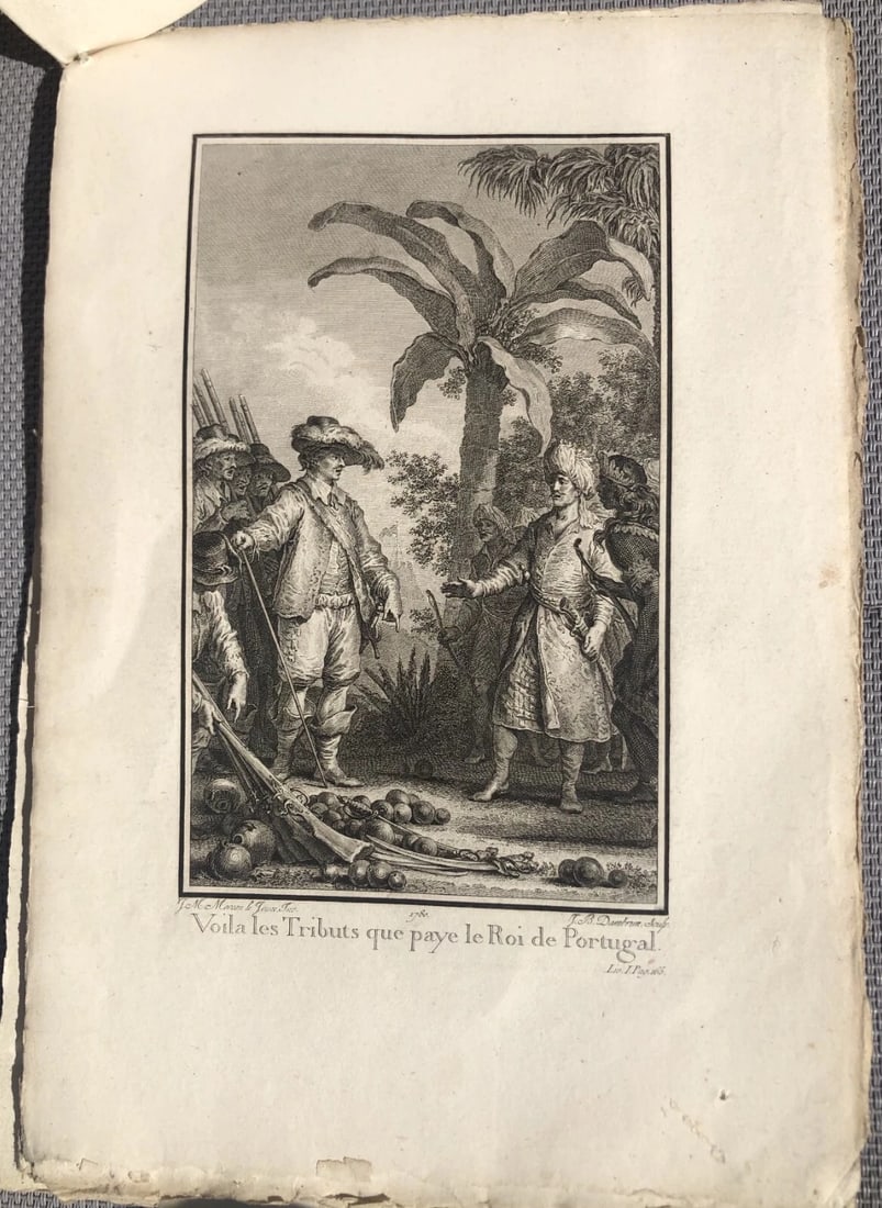 Antique Etching Original Pierre BAQUOY, Jean-Michel MOREAU Travel, History - 2