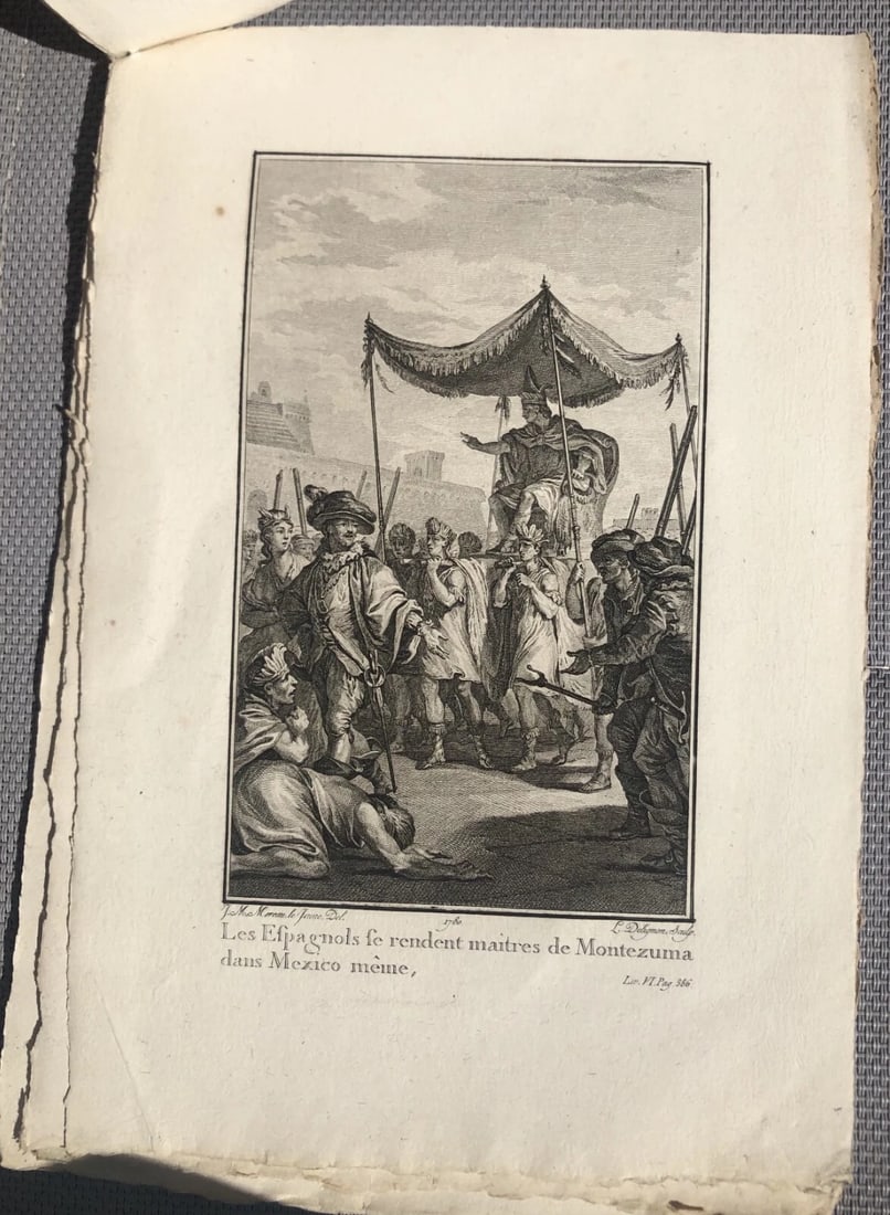 Antique Etching Original Pierre BAQUOY, Jean-Michel MOREAU Travel, History - 5