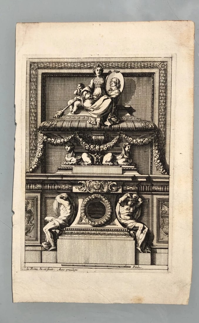Jean Le Pautre (1618–1682) Architecture, Sculpture Antique Etching Original - 7