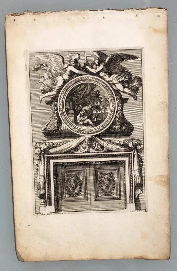 Antique Original Etching Jean LEPAUTRE (1618-1682) Fireplace, Architecture x7 - 2