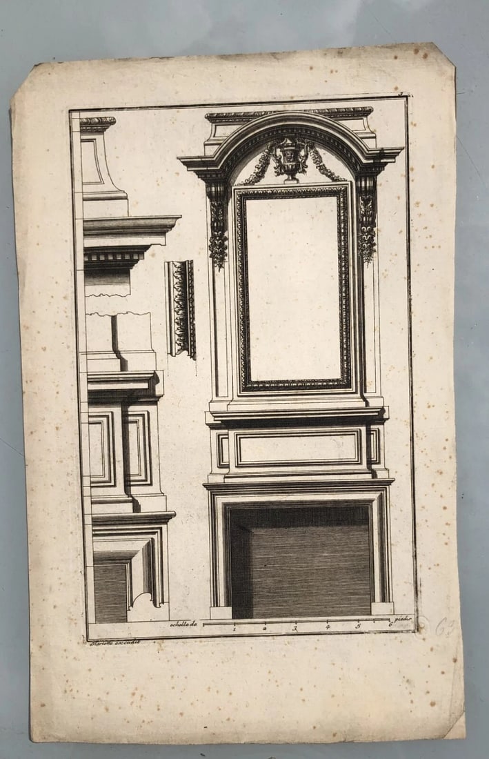 Antique Original Etching Jean LEPAUTRE (1618-1682) Fireplace, Architecture x7 - 7