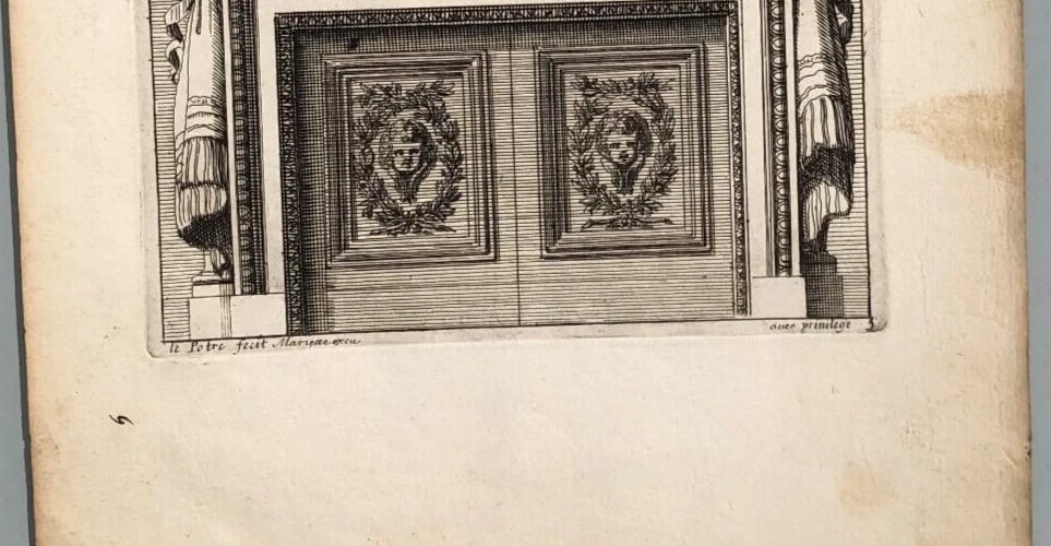 Antique Original Etching Jean LEPAUTRE (1618-1682) Fireplace, Architecture x7 - 9