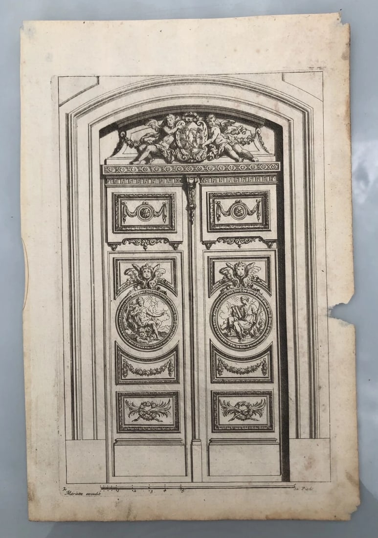 Antique Original Etching Jean LEPAUTRE (1618-1682) Doors, Architecture x5 - 4