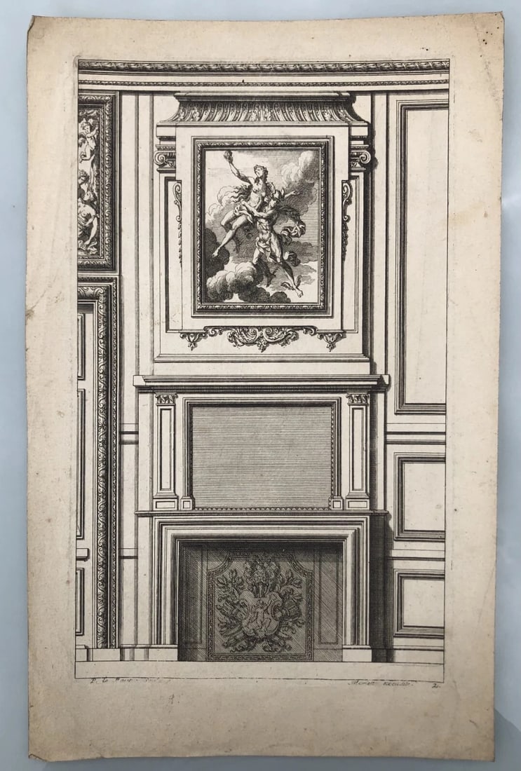 Antique Original Etching Jean LEPAUTRE (1618-1682) Doors, Architecture x5 - 6
