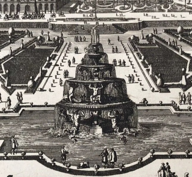 18th century Architecture, Fontaine de la Pyramide Etching Original Antique - 4