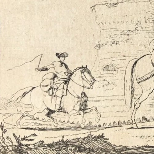 Philibert Benoît DELARUE, Military Scene, People, Horse Antique Etching Original - 3