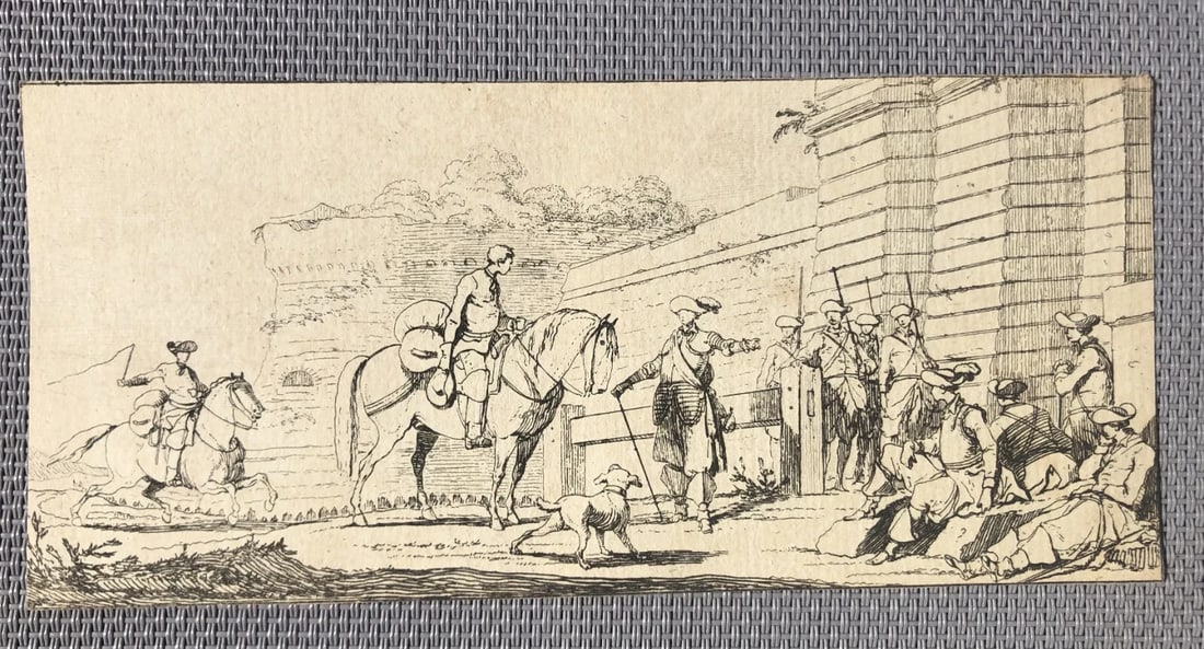 Philibert Benoît DELARUE, Military Scene, People, Horse Antique Etching Original - 7