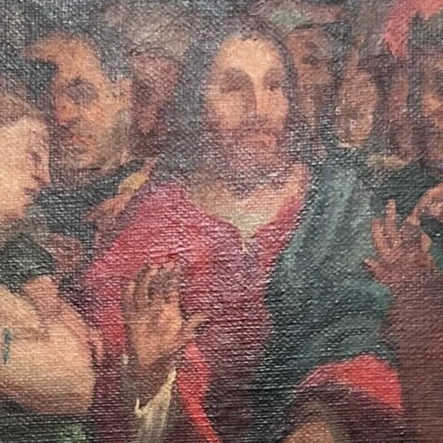 19th century Religious Christ, Apostles - Antique Painting Original - 4