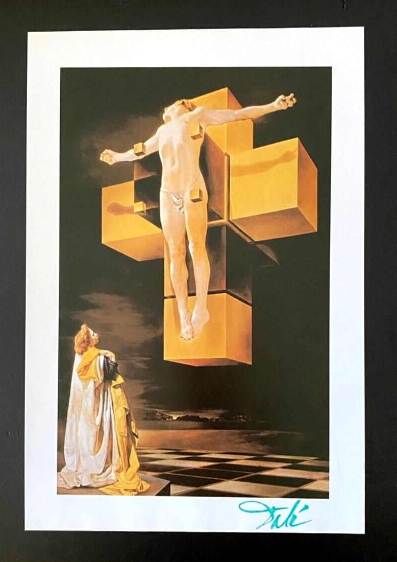 Salvador Dali 1970 Vintage Signed Print Framed Surrealist Collecting Art - 2