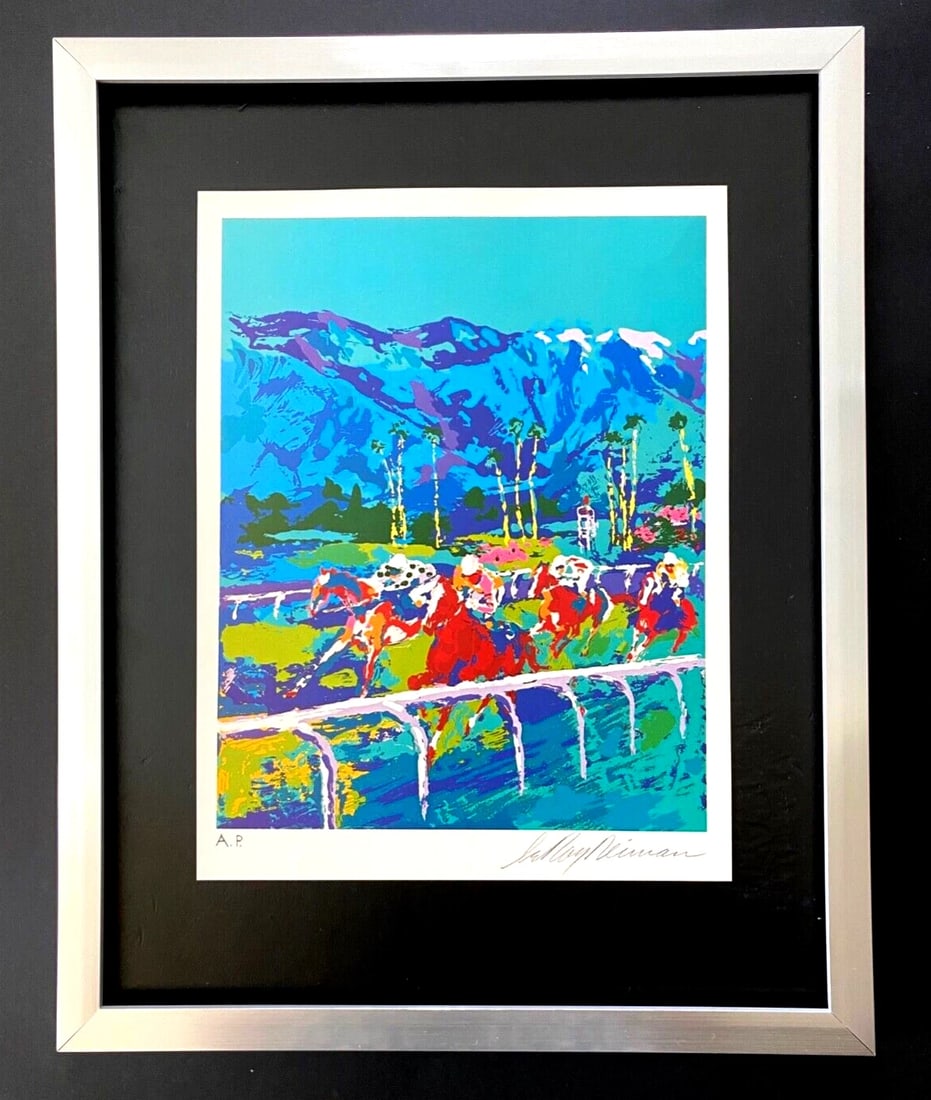 LeRoy Neiman "Santa Anita" Signed Pop Art Mounted and Framed $: Beautiful and Scarce Original 1991 Print After Leroy Neiman " Santa Anita " Signed on the Plate This piece is mounted on a 11 x 14 in. black acid free premium black board. Framed covers an area of 15x