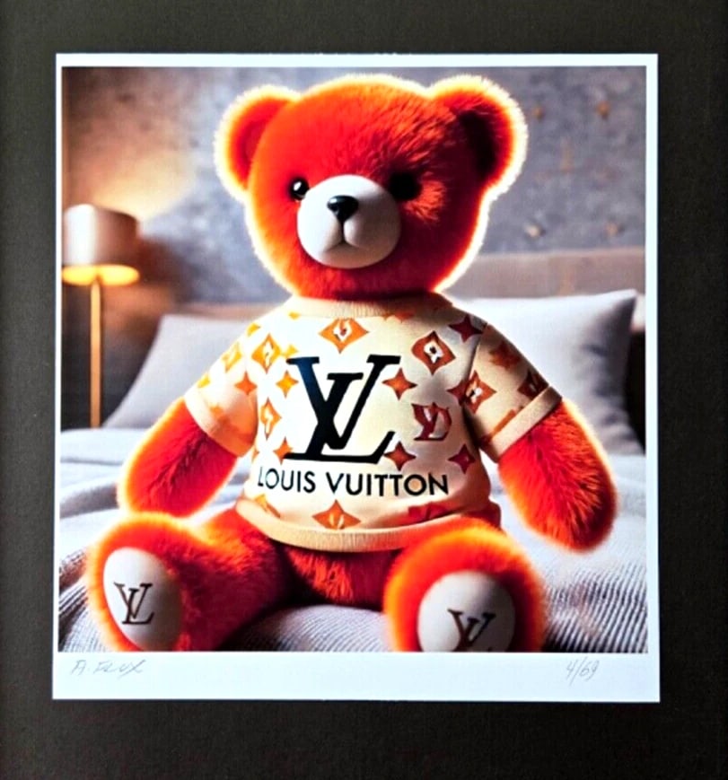 AIDAN FLUX Hand Signed Print Framed FASHION DESIGNER TEDDY BEAR COA - 3