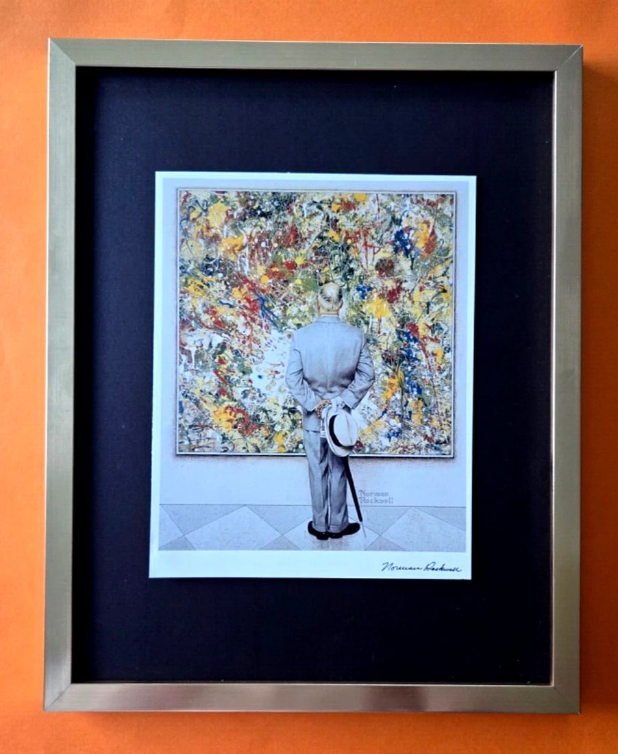 NORMAN ROCKWELL + Signed 1970's Print Mounted and Framed + Beautiful $: We have for Sale this Norman Rockwell AWESOME 1970's PRINT FACSIMILE SIGNED IN INK FRAME COVERS AN AREA OF 15 X 12 in PRINT IS MOUNTED OVER A BLACK BOARD AND FRAMED IN BRAND NEW GOLD FRAME EXCELLENT C