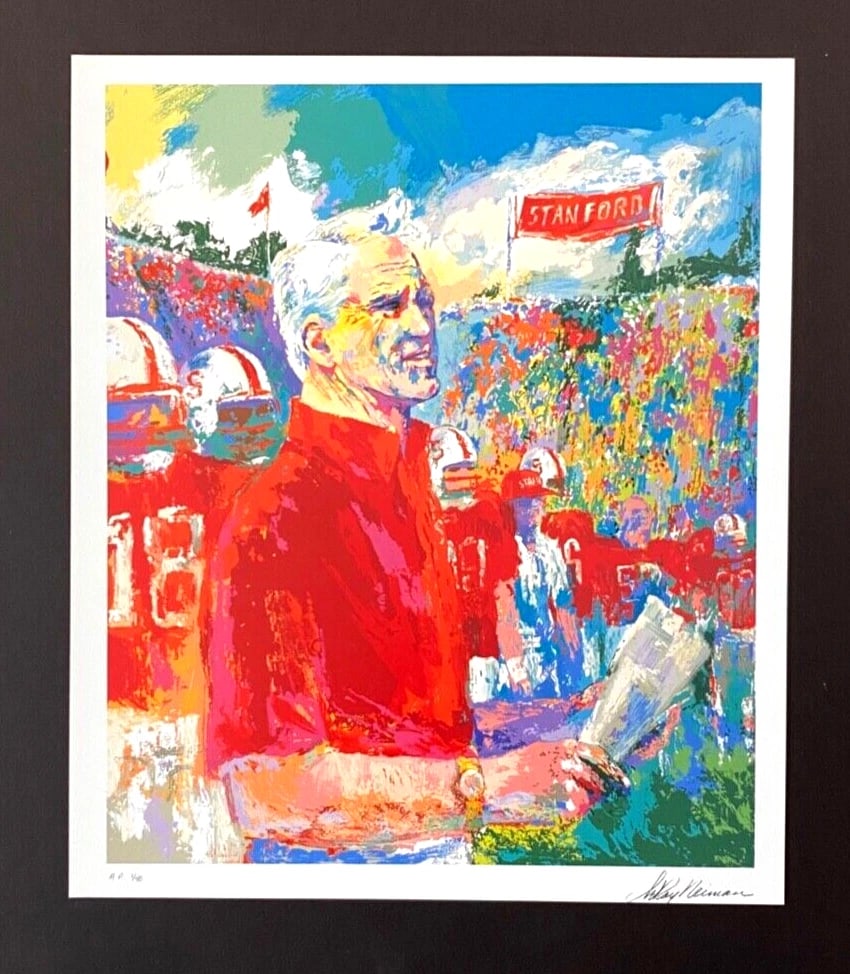 LeRoy Neiman " BILL WALSH STANFORD " Signed Pop Art Mounted Framed in New 11x14 - 2