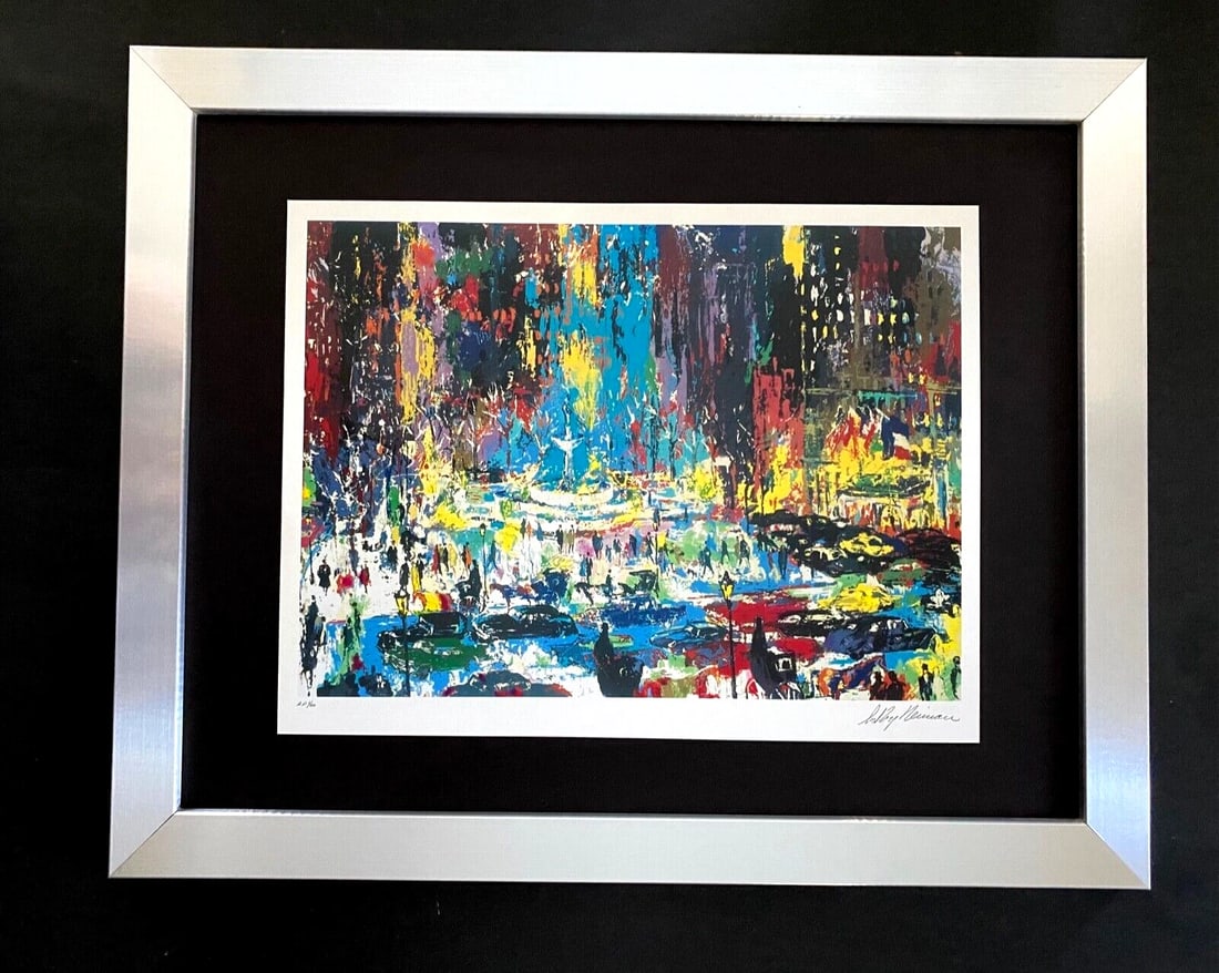 LeRoy Neiman "THE PLAZA SQUARE " Signed Pop Art Mounted and Framed in New 11x14: Beautiful and Scarce Original 1991 Print After Leroy Neiman " THE PLAZA SQUARE " Signed on the Plate This piece is mounted on a 11 x 14 in. black acid free premium black board. Framed covers an area