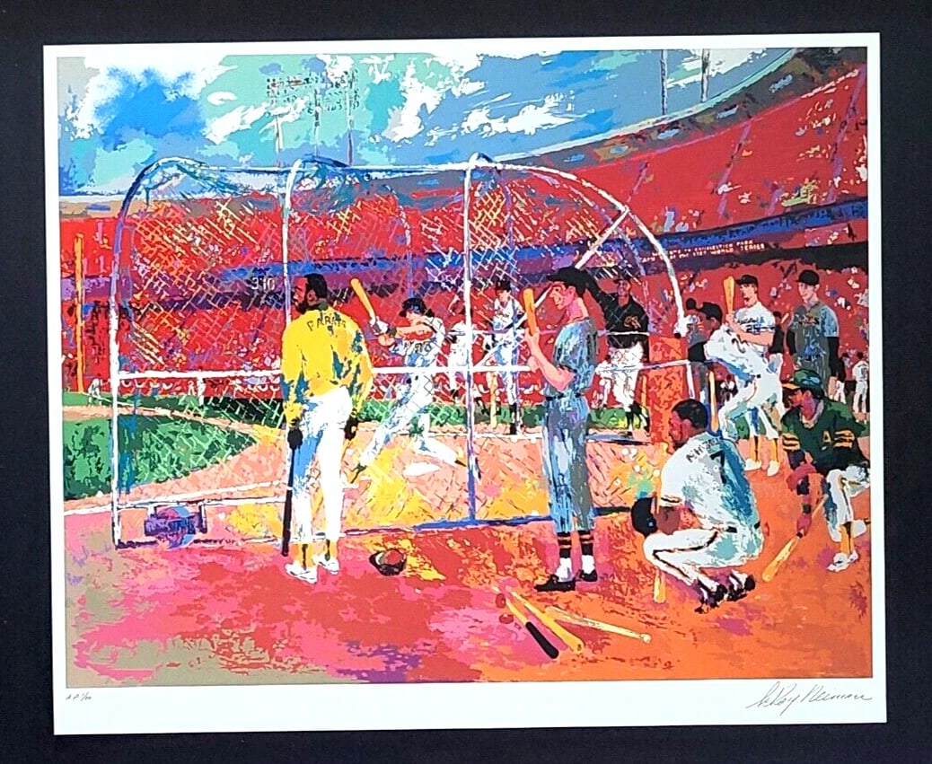 LeRoy Neiman " A'S VS GIANTS BASEBALL " Signed Pop Art Mounted Framed New 11x14 - 2