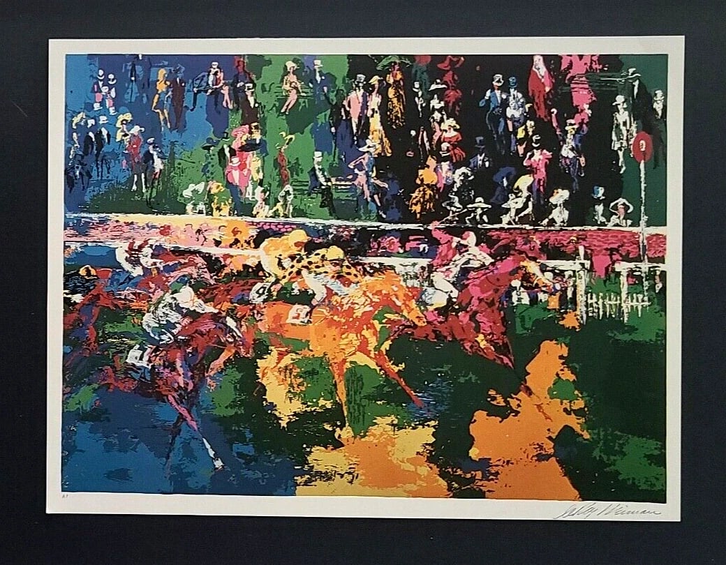 LeRoy Neiman " THE RACE " Signed Pop Art Mounted and Framed in New 11x14 - 2