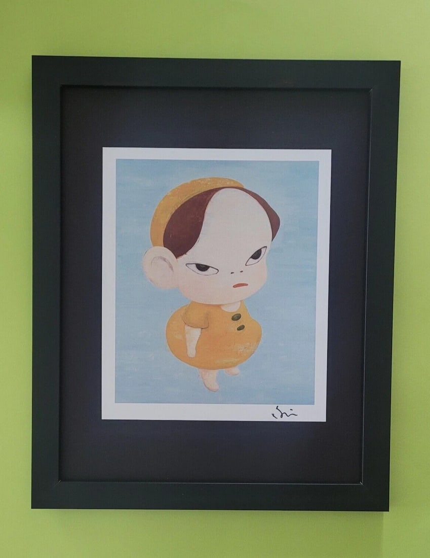 YOSHITOMO NARA | BEAUTIFUL PRINT FROM JAPAN | SIGNED MOUNTED AND FRAMED: YOSHITOMO NARA FRAMED PRINT FROM TOKYO FACSIMILE SIGNED IN INK MOUNTED IN A BLACKBOARD 14 X 11 in FRAME COVERS AN AREA OF 16 X 13 in MOUNTED AND FRAMED EXCELLENT CONDITIONS WILL BE CAREFULLY SHIPPED R