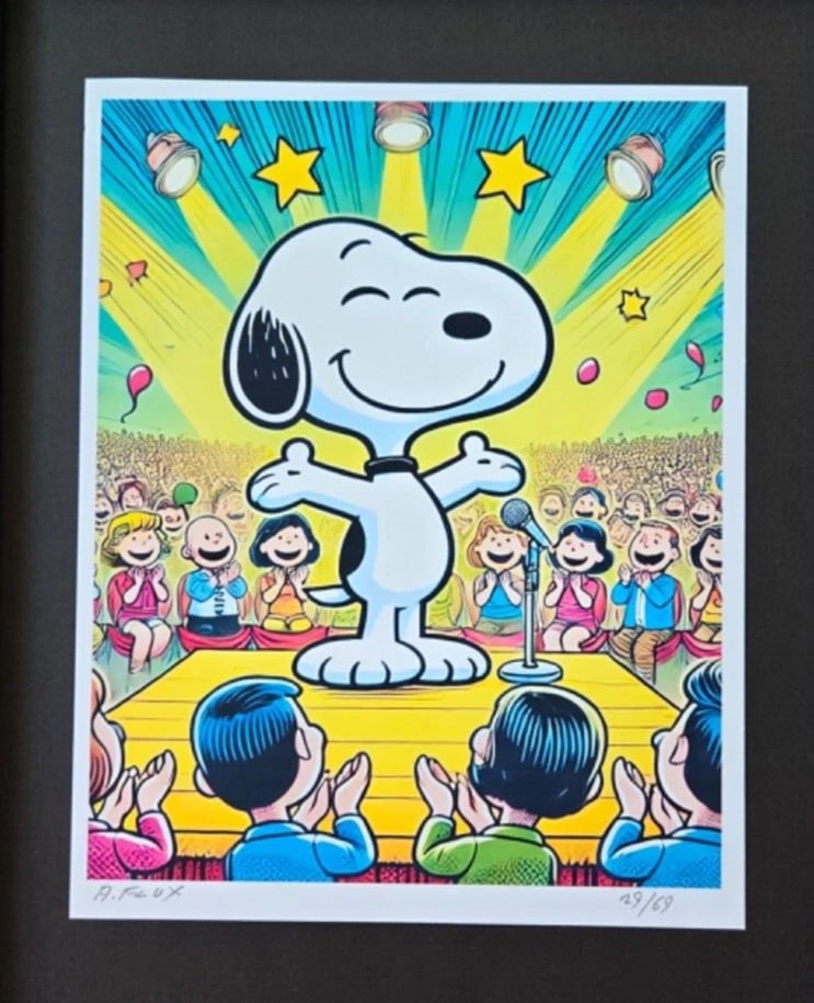 AIDAN FLUX Hand Signed Authentic LtdED Print Framed SNOOPY KEY NOTE SPEAKER COA - 3