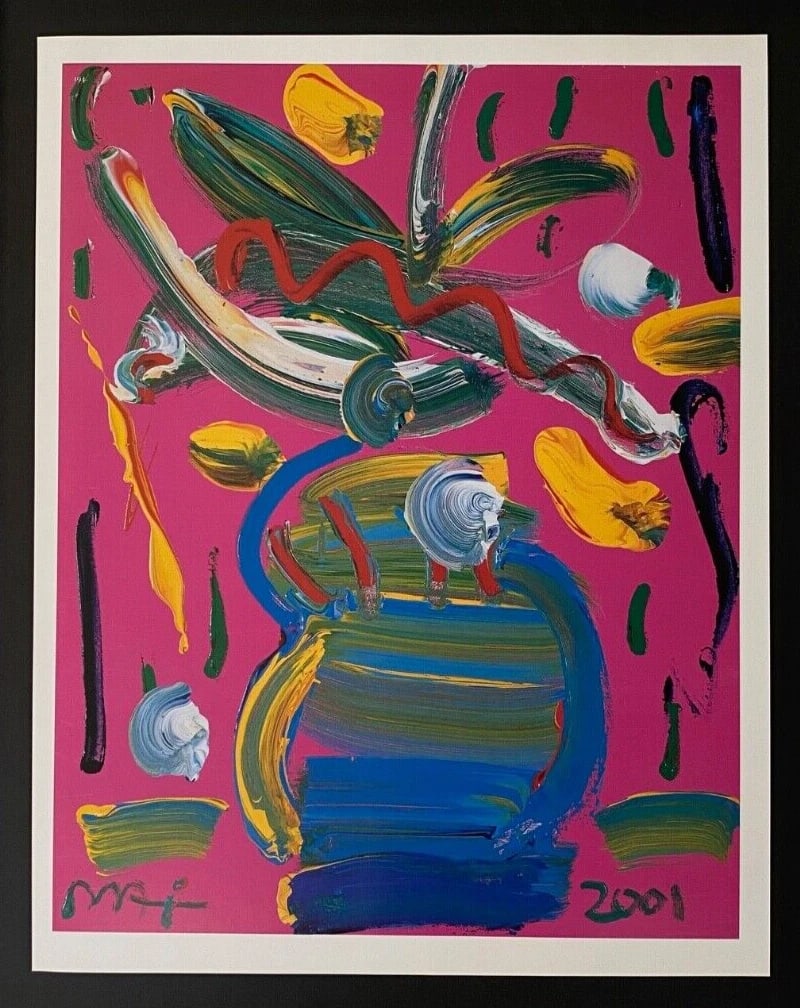 PETER MAX | COLORFUL 2001 VINTAGE SIGNED PRINT POP ART | NEW 14X11 IN. FRAME - 2