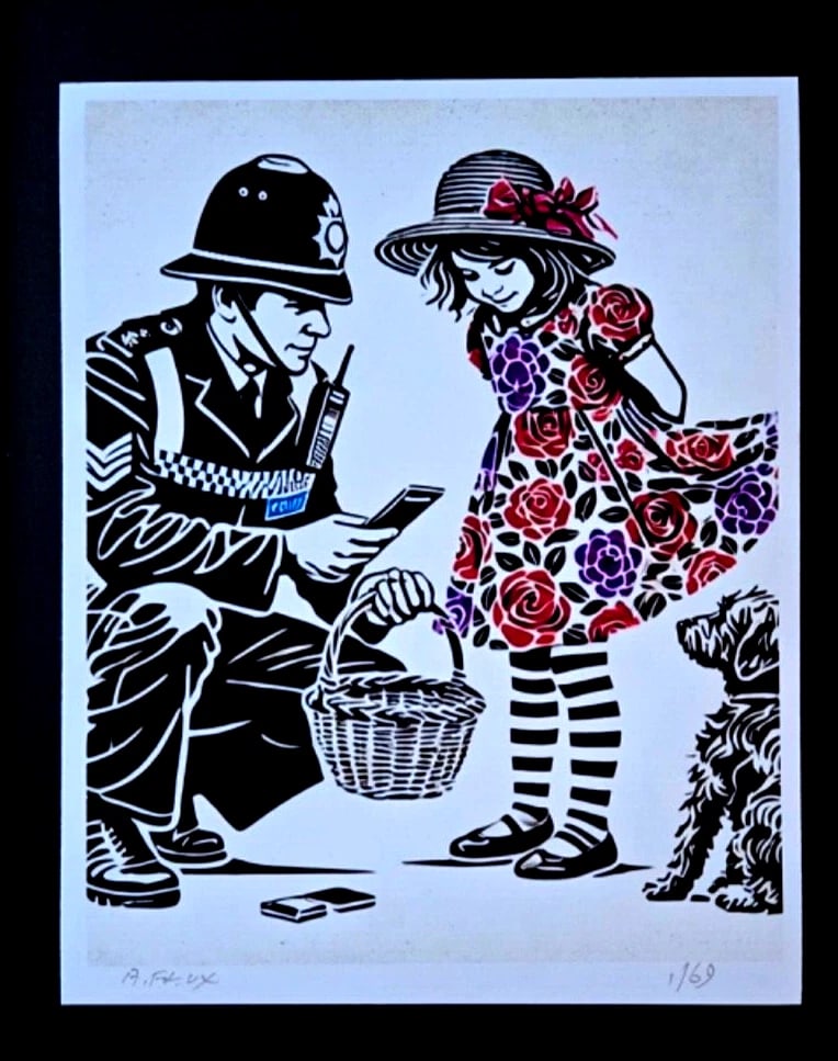 AIDAN FLUX Hand Signed Authentic LtdED Print Framed Police& Girl COA - 3