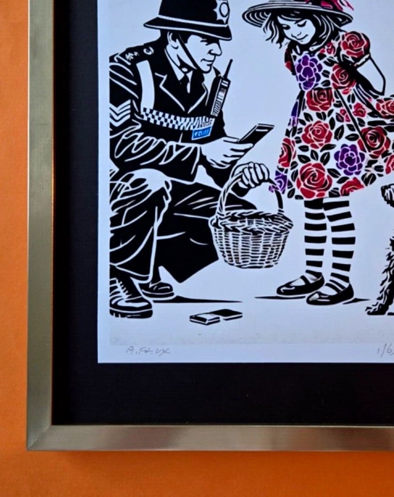 AIDAN FLUX Hand Signed Authentic LtdED Print Framed Police& Girl COA - 4