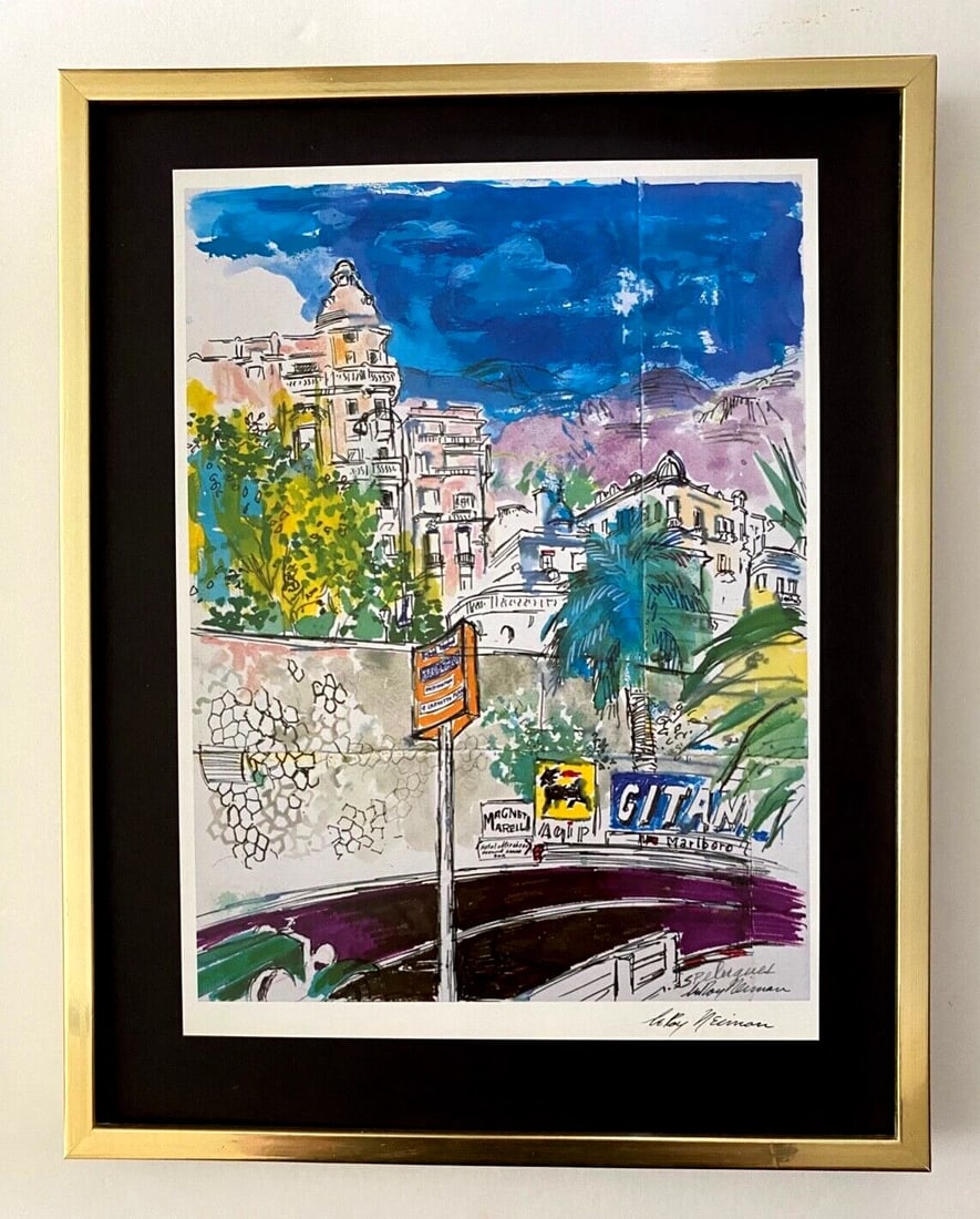 LeRoy Neiman " Montecarlo " Signed Pop Art Mounted and Framed in a New 11x14: Beautiful and Scarce Original 1991 Print After Leroy Neiman " SCENES OF MONTECARLO " Facsimile Signed in Ink This piece is mounted on a 11 x 14 in. black acid free premium black board. Framed covers