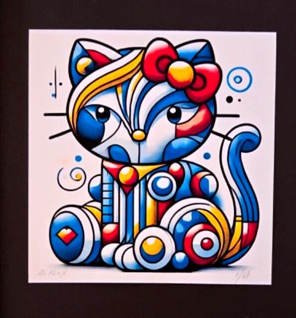 AIDAN FLUX | Hand Signed Authentic Ltd ED of 69 Print Framed Hello Kitty COA - 3