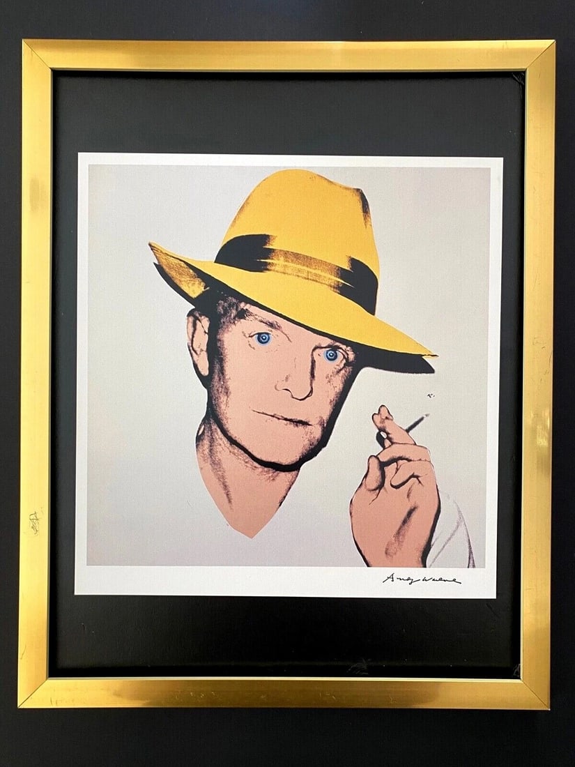 ANDY WARHOL | TRUMAN CAPOTE SIGNED VINTAGE PRINT | MOUNTED AND FRAMED: ANDY WARHOL "TRUMAN CAPOTE" 1980'S VINTAGE PRINT SIGNED IN INK ANDY WARHOL HIGH QUALITY PLATE MEASURE IS ABOUT 10X10 IN VERY GOOD CONDITION WITH EXPECTED HANDLING, CREASING AND TONING FOR A VINTAGE PR