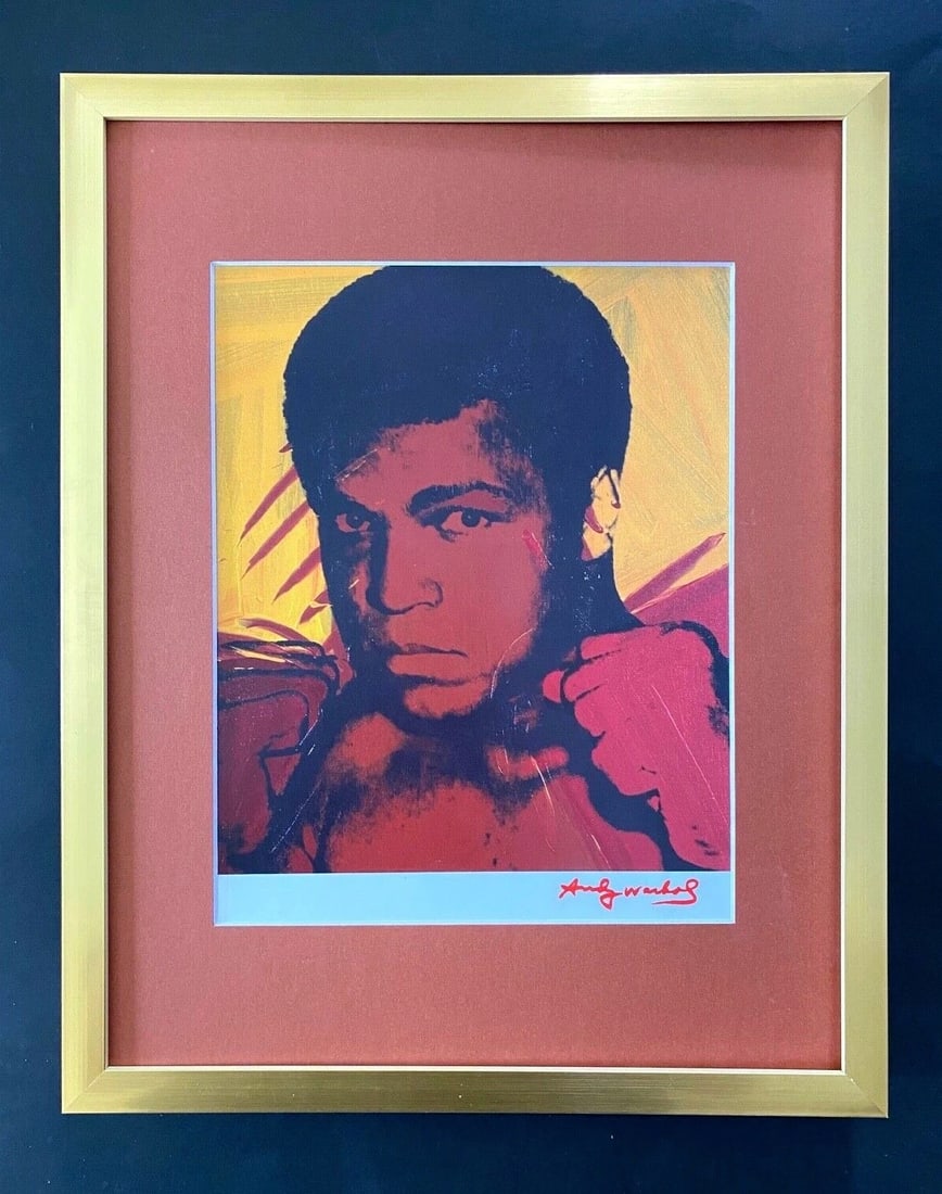 ANDY WARHOL + RARE 1984 SIGNED MUHAMMAD ALI PRINT MATTED 11X14 + LIST $549 | OBO: This is a Stunning and Scarce 1984 Print after Andy Warhol FACSIMILE SIGNATURE IN RED INK " MUHAMMAD ALI " from - His Pop Art Collection- Professionally Matted to be Framed at Home on your Favorite