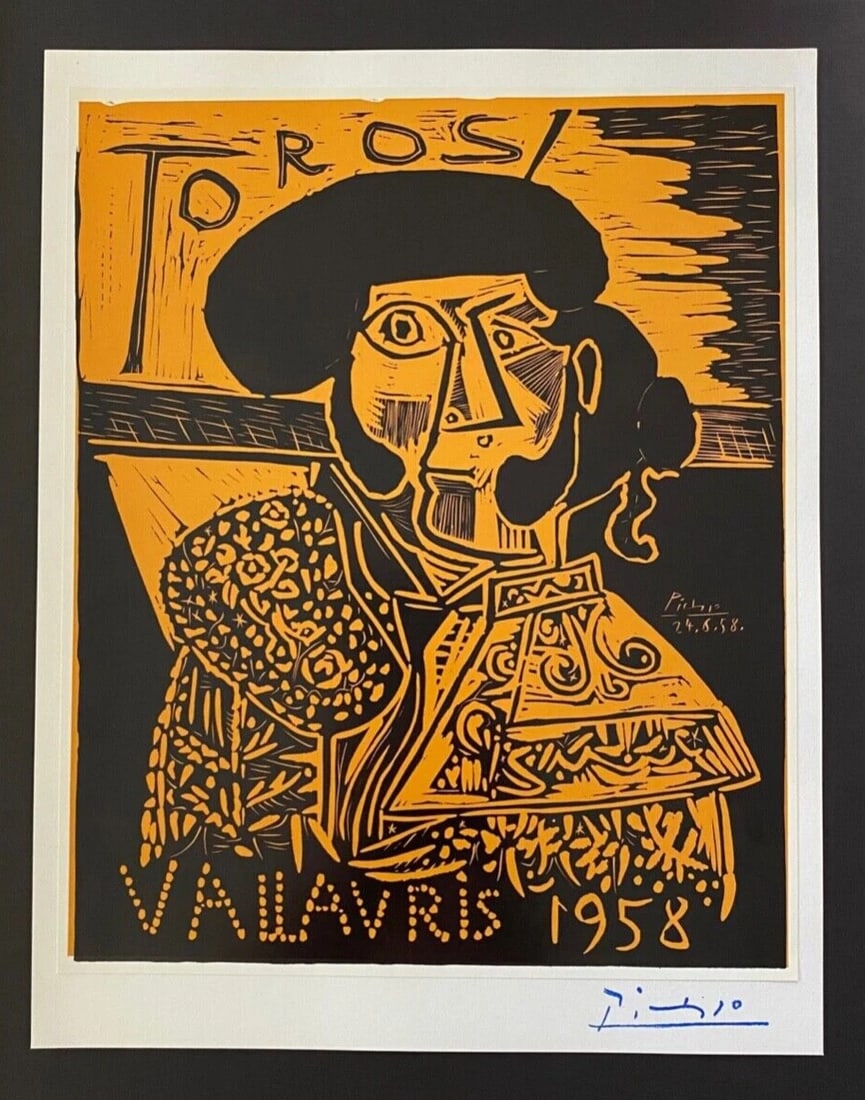 PABLO PICASSO 1971 PRINT + SIGNED +TOROS + MOUNTED AND FRAMED + BUY IT NOW! $ - 2