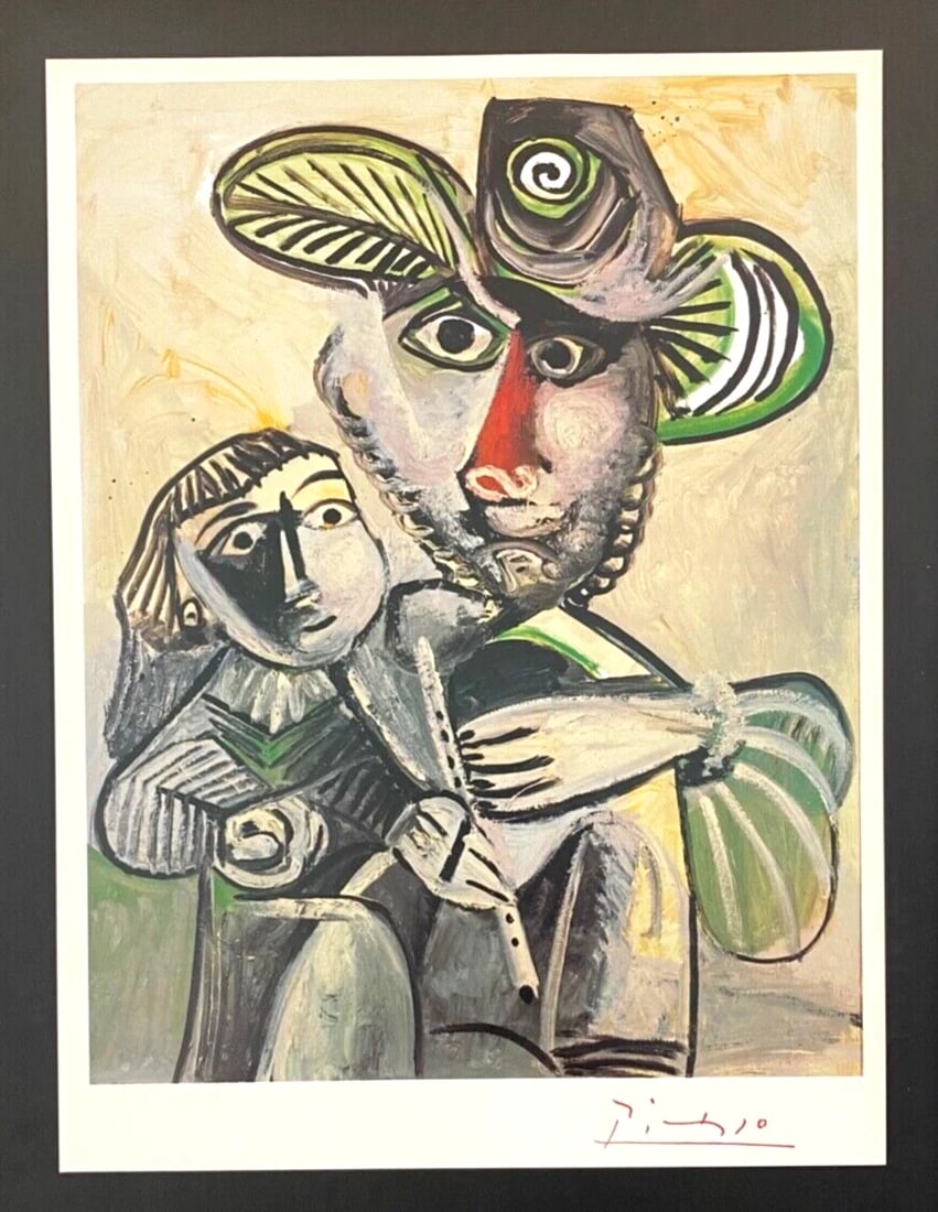 PABLO PICASSO + 1972 SIGNED VINTAGE FATHERHOOD PRINT WITH NEW FRAME BUY IT NOW $ - 2