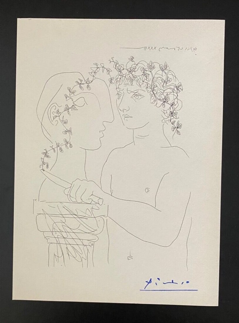 PABLO PICASSO 1955 ARTISTIC FIGURE SIGNED PRINT FRAMED $ - 2