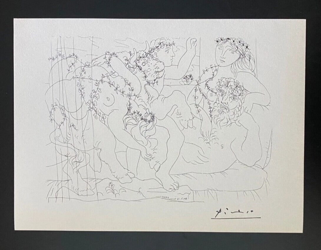PABLO PICASSO 1955 ARTISTIC FIGURE SIGNED PRINT FRAMED - 2